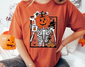Skeleton Coffee Halloween Sweatshirt: Cute Halloween Coffee Lover Gift