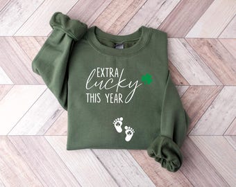 St Patricks Day Pregnancy Announcement Sweatshirt, Lucky Charm Mom To Be Gift
