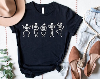 Funny Halloween Dancing Skeleton Shirt: Womens Skeleton Shirt