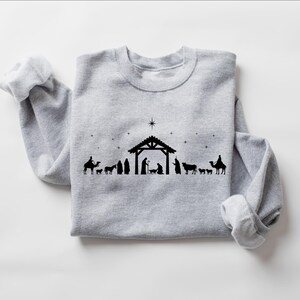 Christian Christmas Nativity Scene Sweatshirt: Jesus Lover Gift, Bible Verse Shirt image 5