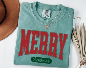 Comfort Colors® Merry Christmas Shirt: Womens Holiday Gift