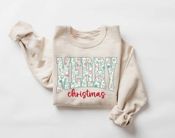 Retro Womens Christmas Sweatshirt: Cute Holiday Shirt
