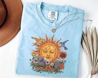 Comfort Colors® Sun and Flowers Shirt, Womens Floral Gift,  Spring Flowers Tee