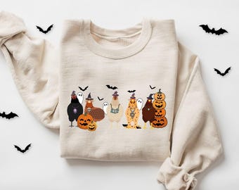 Funny Halloween Chicken Sweatshirt: Halloween Farm Shirt, Fall Graphic Sweater