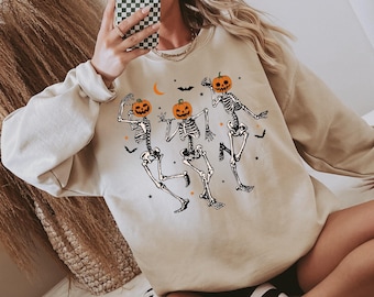 Dancing Skeleton Halloween Sweatshirt: Spooky Fall Party Sweater
