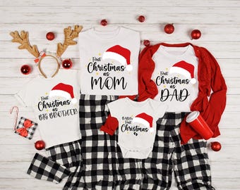 Personalized First Christmas Family Matching Shirt: Babys First Xmas Tee