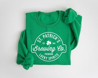 St Patricks Brewing Co Sweatshirt, Womens St Patricks Day Gift, Lucky Shirt, Four Leaf Clover T-Shirt