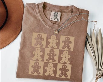 Comfort Colors® Retro Gingerbread Christmas Shirt: Womens Holiday Gift