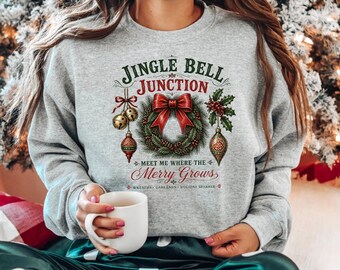 Jingle Bell Christmas Sweatshirt, Vintage Holiday Shirt, Retro Xmas Tee, Cute Festive Gift for Her