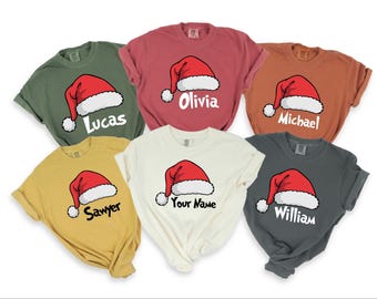 Comfort Colors® Custom Family Christmas Shirt 2025, Personalized Name Holiday Party Tee