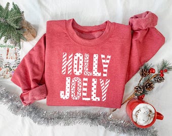 Vintage Holly Jolly Sweatshirt, Christmas Holiday Shirt, Retro Family Xmas Tee, Festive Winter Gift