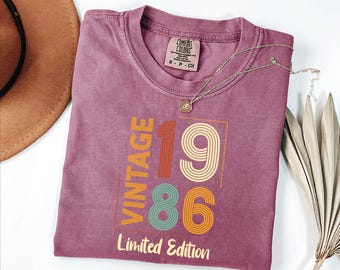 Comfort Colors® Custom Vintage 1986 40th Birthday Tee, 1986 Limited Edition Birthday Shirt