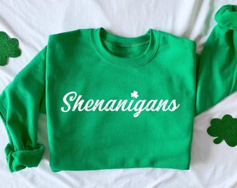 Shenanigans St Patricks Day Sweatshirt, Shamrock Sweater