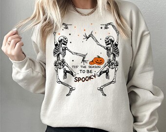 Dancing Skeleton Sweatshirt: Cute Halloween Skeleton Shirt, Womens Fall Gift