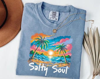 Comfort Colors® Salty Soul Shirt, Cute Vacation Tee,  Summer Beach Outfit