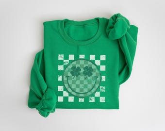 Retro St Patricks Day Sweatshirt, Lucky Day Gift, Womens Shamrock Hoodie, Shenanigans Shirt