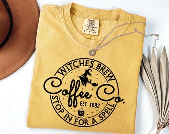 Comfort Colors® Witches Brew Shirt, Funny Coffee Co Halloween Tee, Spooky Season Gift