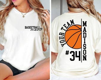 Comfort Colors® Custom Basketball Mom Shirt, Personalized Name & Number Team Tee, Game Day Spirit