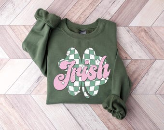 Retro Irish Shamrock Sweatshirt, St Patricks Day Lucky Hoodie