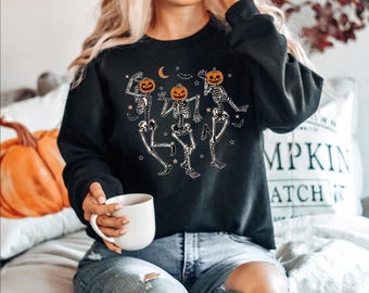 Dancing Skeleton Halloween Sweatshirt: Spooky Fall Party Sweater