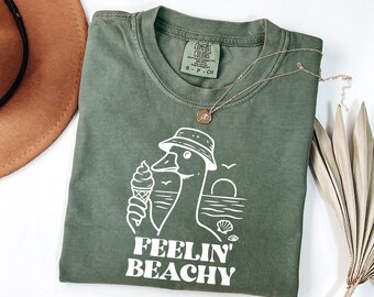Comfort Colors® Feelin Beachy Tee, Cute Goose Summer Beach Shirt