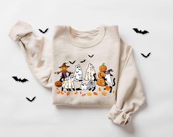 Funny Ghost Cat Halloween Sweatshirt: Spooky Season Gift