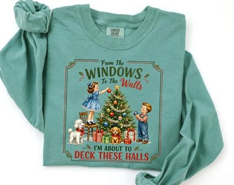 Comfort Colors® Funny Christmas Long Sleeve, Retro Holiday Shirt, Vintage Christmas Tree Tee, Cute Winter Gift