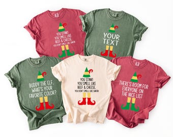 Comfort Colors® Personalized Elf Family Christmas Shirt: Custom Matching Holiday Tee