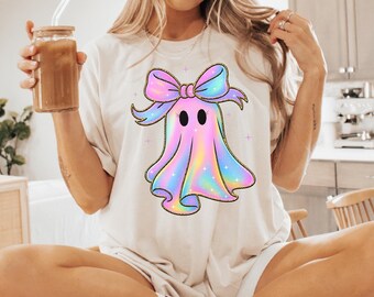 Halloween Ghost Sweatshirt: Coquette Bow, Spooky Season Gift