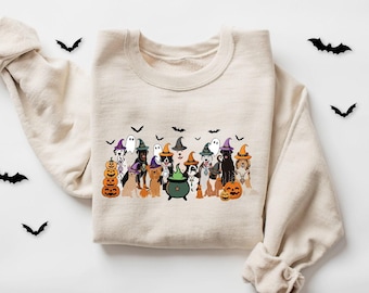 Funny Witch Dogs Halloween Sweatshirt: Spooky Dog Lover Gift