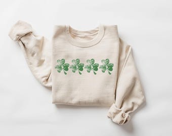 Retro Four Leaf Clover Shamrock Sweatshirt, Womens St Patricks Day Hoodie, Shenanigans Shirt