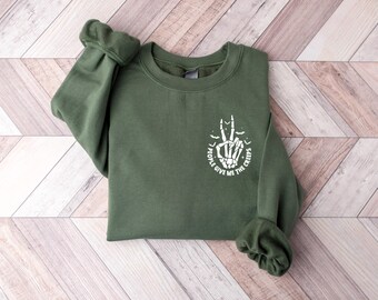 Funny Halloween Skeleton Sweatshirt: People Give Me The Creeps, Witch Vibes Shirt, Spooky Season