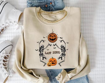 Funny Halloween Dancing Skeleton Sweatshirt: Halloween Womens Skeleton Pumpkin Shirt