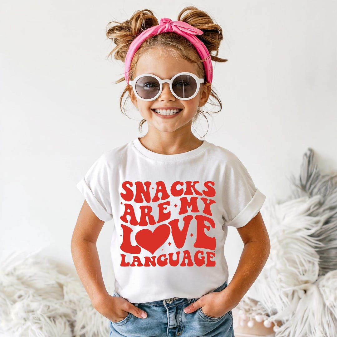 Comfort Colors® Funny Kids Valentines Day T-shirt, Snacks Are My Love ...