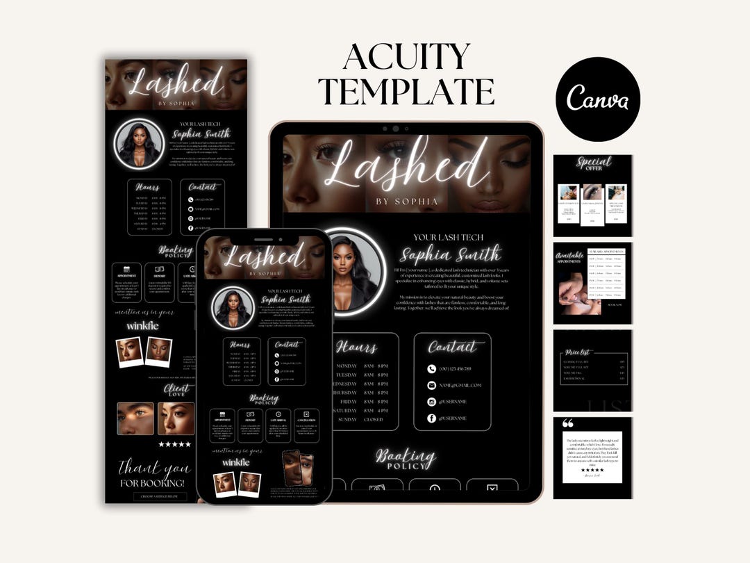 Lash Acuity Scheduling Template Editable Acuity for Lash Tech Booking ...