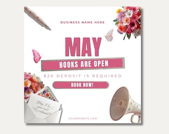 May Books Open May Booking Flyer May Hair Flyer May Bookings Open Flyer May Lash Flyer Appointment Mothers Day Bookings