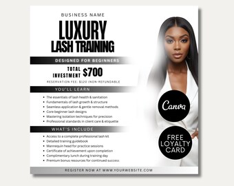 Editable Eyelash Course Flyer Lash Tech Training Flyer Beauty Class Canva Design