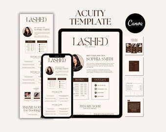 Lash Acuity Scheduling Template Editable Acuity For Lash Tech Booking Site Website Template Canva Lash Acuity Schedule Design