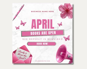 April Books Open April Booking Flyer April Hair Flyer April Bookings Available Flyer April Lash Flyer Appointment April Spring Booking Flyer
