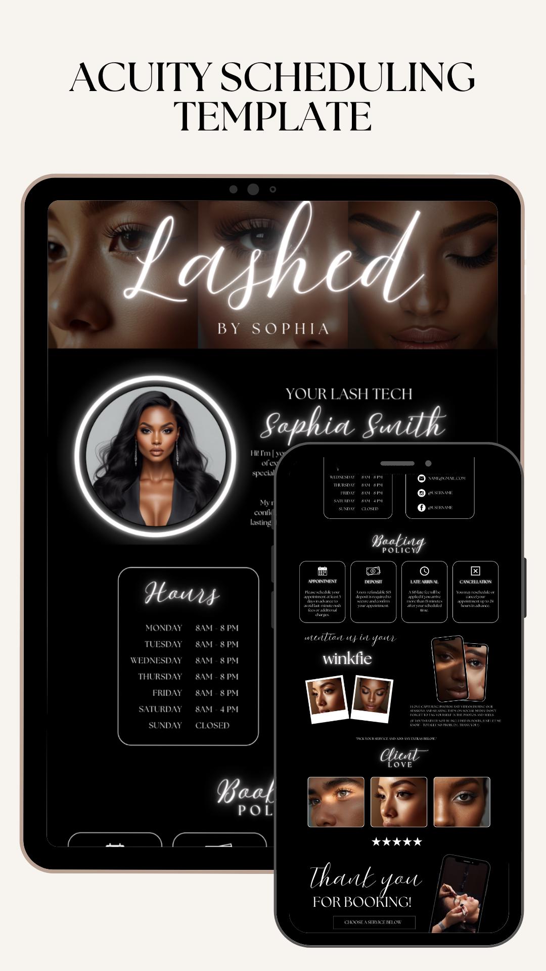 Lash Acuity Scheduling Template Editable Acuity for Lash Tech Booking ...