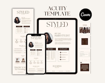 Minimalist Hair Acuity Scheduling Template Hairstylist Booking Website Editable Acuity Site Canva Design