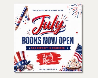 July Books Open July Booking Flyer July Hair Flyer July Bookings Open July Lash Flyer Nail Appointments 4th of July Flyer