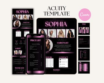 Luxury Hair Acuity Scheduling Template For Hairstylist Booking Website Editable Pink Acuity Site Canva Design