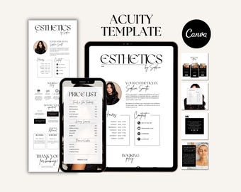 Esthetician Acuity Scheduling Template Editable Acuity For Esthetician Booking Site Website Template Canva Acuity Schedule Design