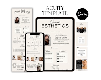 Esthetician Acuity Scheduling Template Editable Acuity For Esthetician Booking Site Website Template Canva Cream Acuity Schedule Design