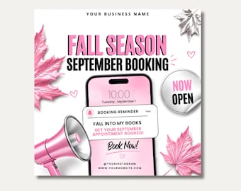 Fall Booking Flyer September Books Open Fall Hair Flyer September Bookings Open Fall Lash Flyer Nail Appointments Fall Season September