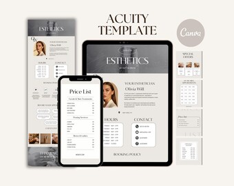 Esthetician Acuity Scheduling Template Editable Acuity For Esthetician Booking Site Website Template Canva Minimalist Acuity Schedule Design