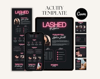 Lash Acuity Scheduling Template Editable Acuity For Lash Tech Booking Site Website Template Canva Lash Acuity Schedule Design Black Pink