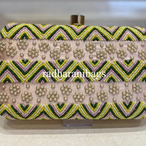 Handcrafted Beaded Clutch: Pearl & Sequin Embroidered Floral Purse