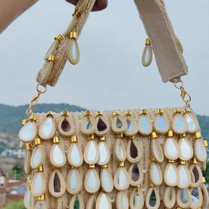 Handmade Mirror Work Shoulder Bag: Beaded Indian Embroidered Clutch